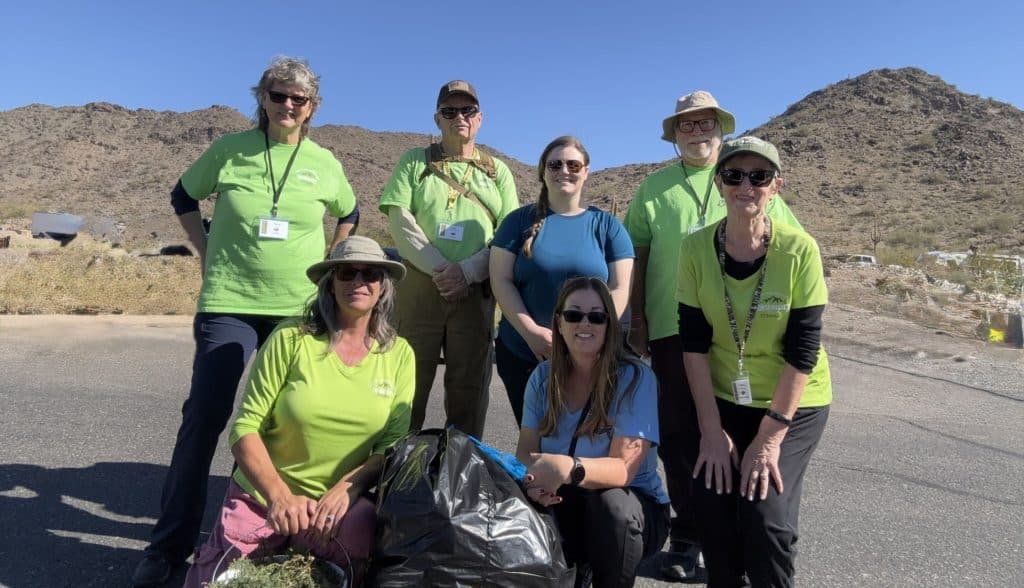 WTMC volunteers gathered outdoors in the White Tank Mountains